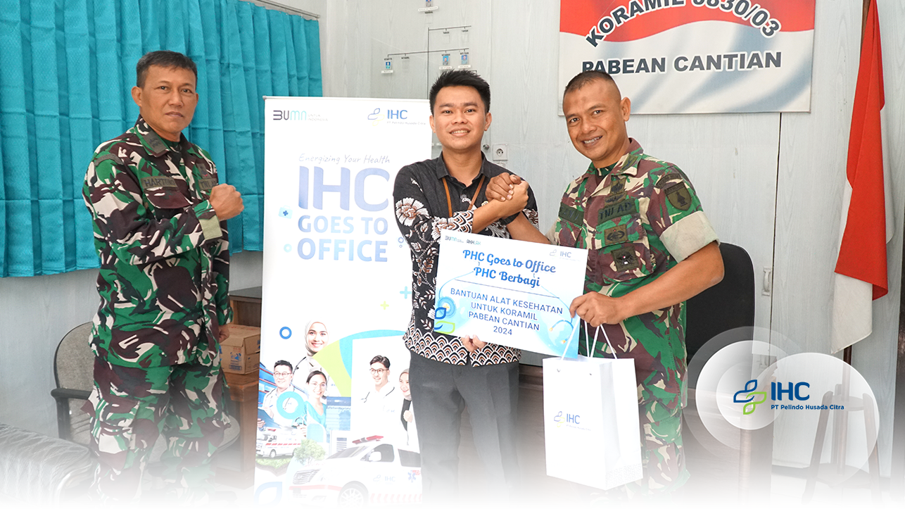 IHC Goes to Office : PHC Salurkan Bantuan Alat Kesehatan untuk Koramil 0830/03 Pabean Cantian